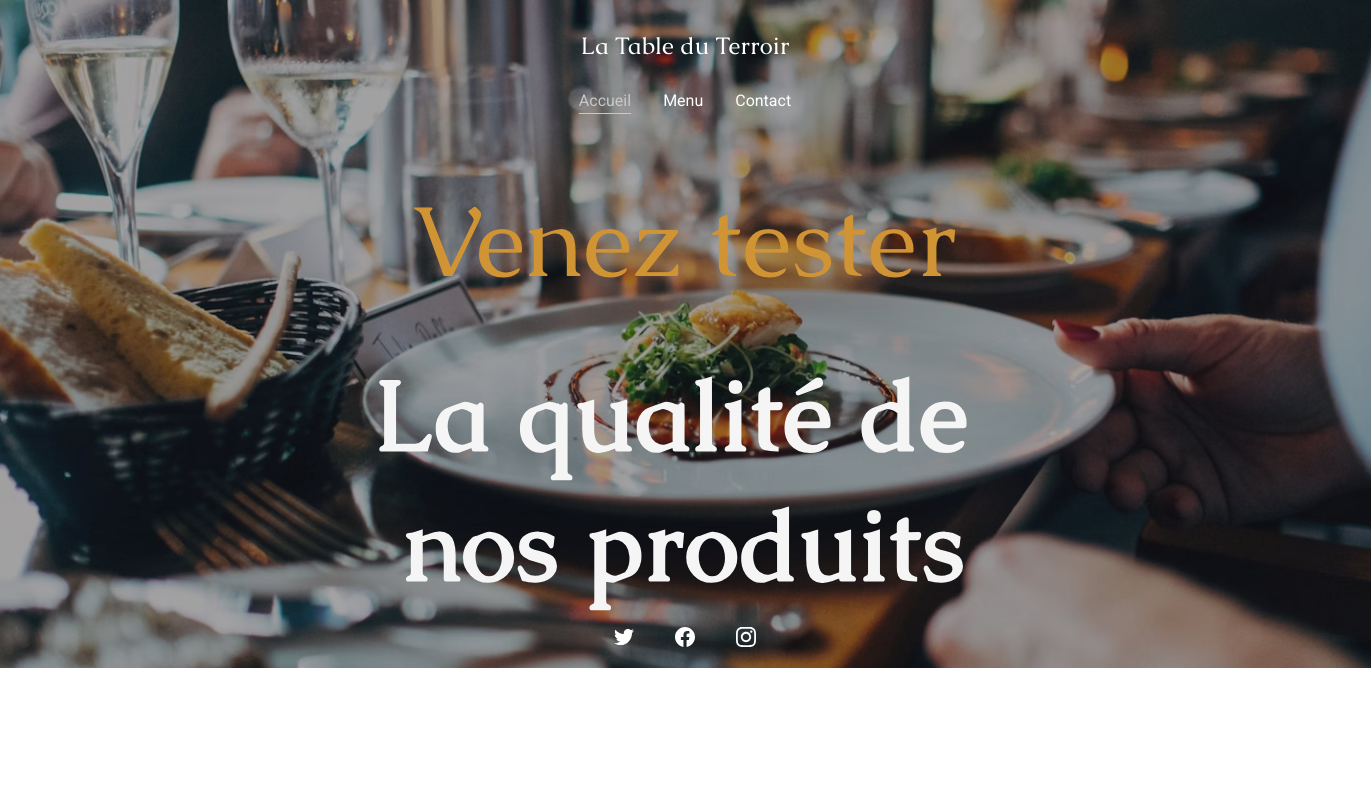 Site La Table du Terroir - page d'accueil