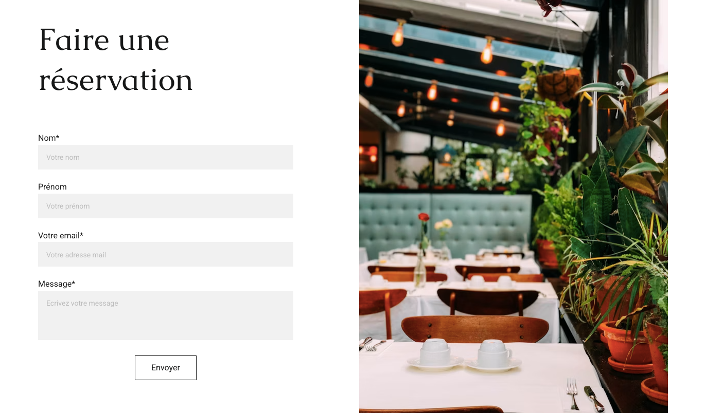 Site La Table du Terroir - page contact