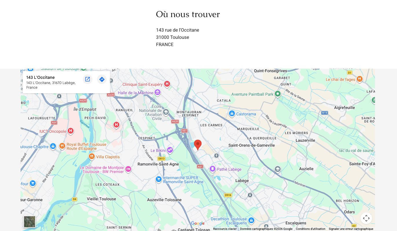 Site La Table du Terroir - page contact avec carte