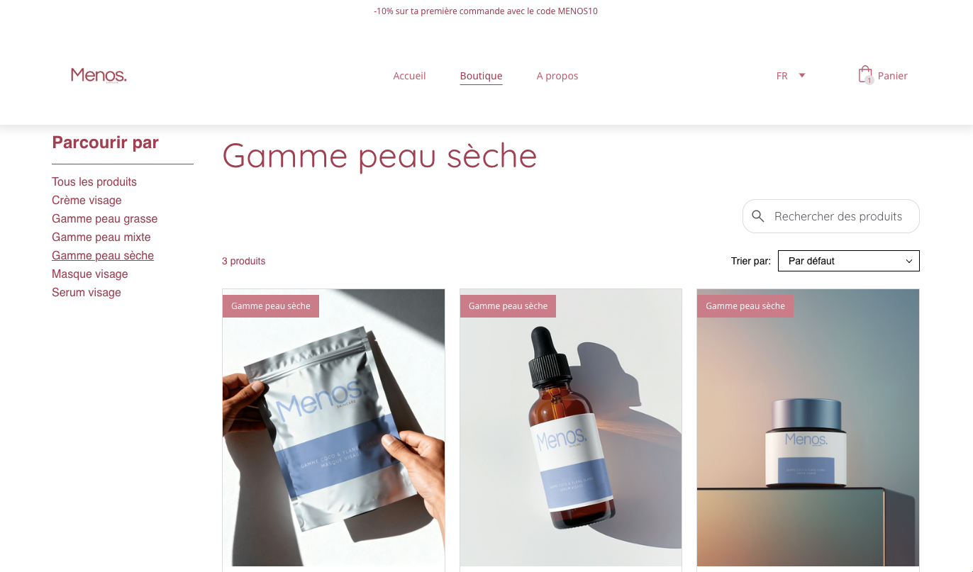 Site menos - page boutique